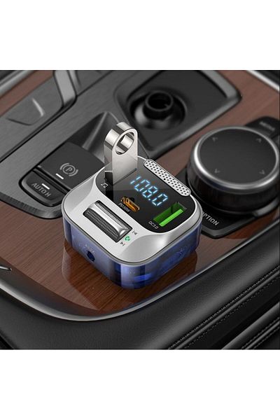 REDz Accessories Car Charger with FM Modulator, Bluetooth, 2 x USB and 1 x type-C, Hoco E75