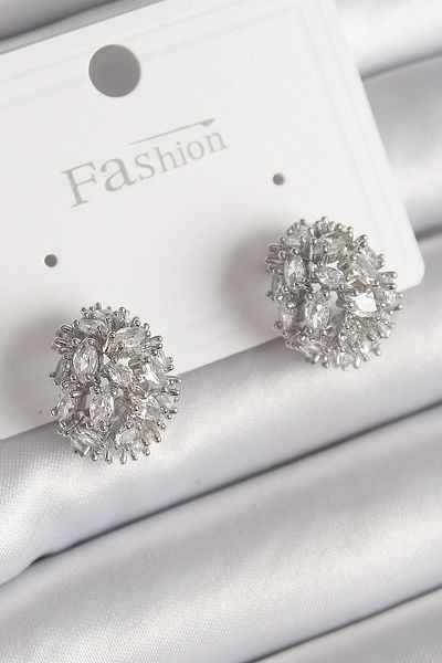 Skygo Brass Silver Color Zircon Stone Women's Earrings - Tj-Bkp9795