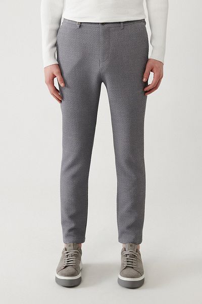 Avva Men's Gray Stretchy Cotton 360-Degree Suit - Side Elastic Waist A32Y3223