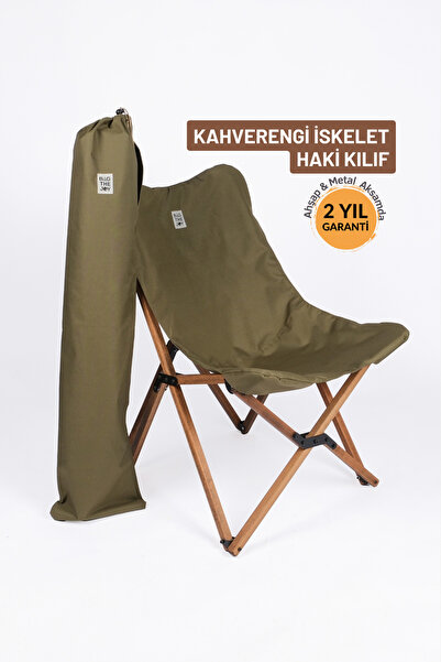 Bag The Joy Ahşap Katlanır Kamp Sandalyesi |Bahçe, Piknik, Balkon | Çantalı -...