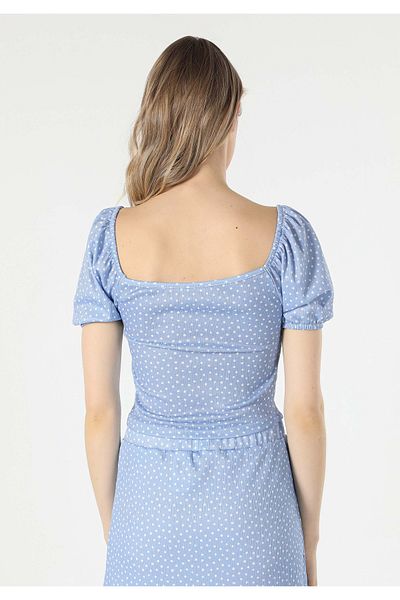 Colin's Tricou albastru cu mânecă scurtă pentru femei, slim fit, cu gât rotund