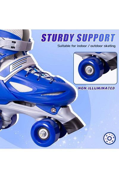 Yelajoy Kids Quad Roller Skates Shoes,with Dazzling Light-Up Wheels, Adjustable Sizes,35-38cm Sizes,blue