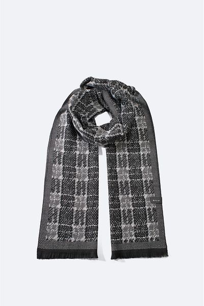 Avva Men's Gray Tassel Patterned Shawl A32Y9403