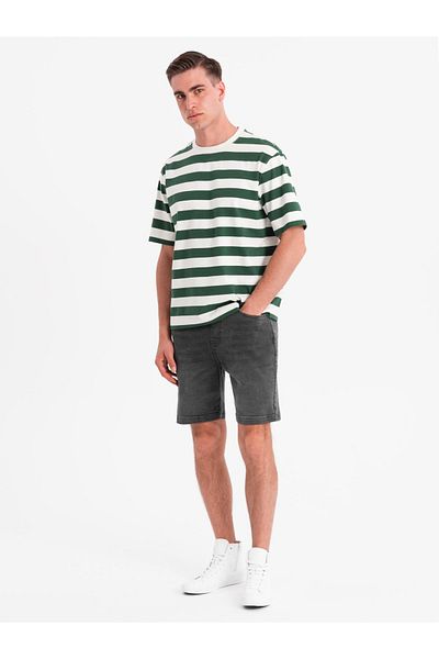 OMBRE Herren Shorts mit elastischem Bund und Wascheffekt - grau V3 OM-SRDS-0192 L