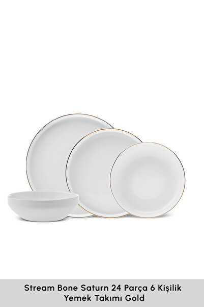 Karaca Stream Bone Satürn 24 Parça 6 Kişilik Yemek Takımı Gold