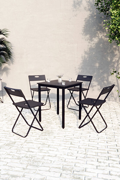 Flinder Balkon Bahçe Mutfak 5'li Bistro Set Masa Sandalye Takımı