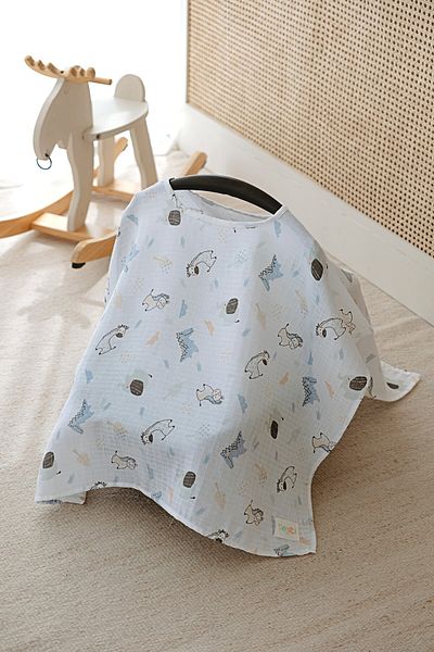 ESTİ Baby Multi-Purpose Muslin Breastfeeding Bib / Stroller Cover / Baby Stroller Cover 100% Cotton 85X130 cm