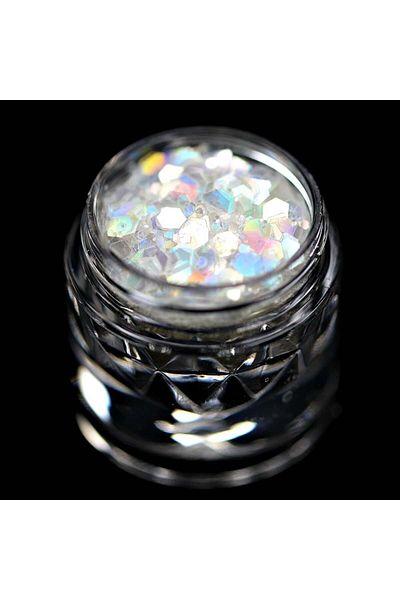Kajol Beauty Glitter (translucent white with multi-colored iridescence) for makeup PK140 KAJOL Beauty, 1g