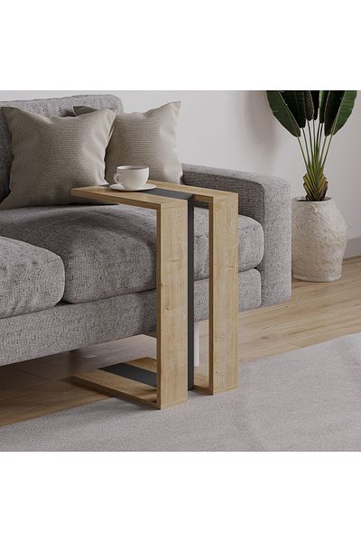 Mourah Home Mourah Home Muju Modern C Shape Table Oak Grey Oak Multipurpose