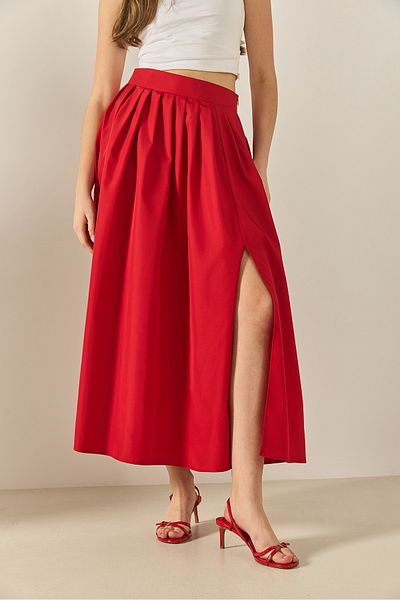 Bianco Lucci Women's High Waist Flared Cut Slit Skirt 60251145
