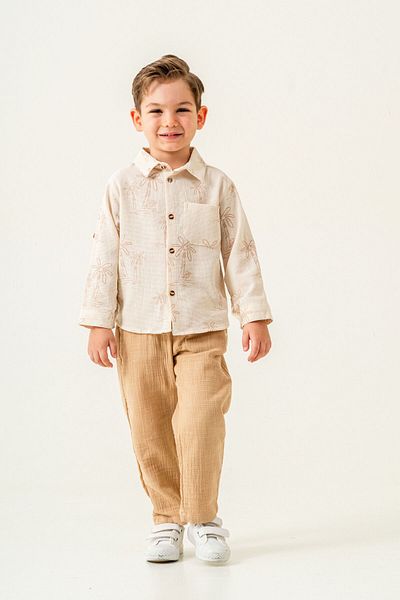Harika KIDS Boy's Linen Shirt Muslin Pants Suit 2-5 Years