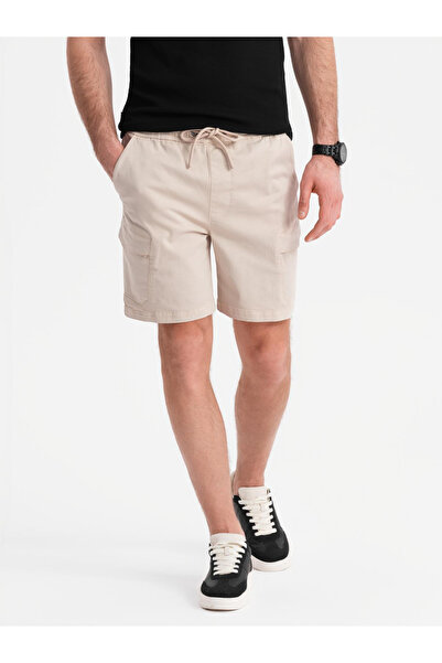 OMBRE Locker geschnittene Shorts für Herren mit Cargotaschen - creme V1 OM-SRCG-0194 L