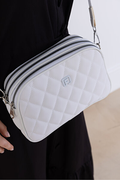 FARBAG GRİ Nakışlı 4 CEPLİ omuz çantası ayarlanabilir çapraz askılı