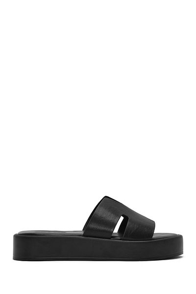 Derimod Women's Black Thick Soled Slippers 25Sfe480818