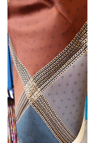 Armine Armine Twill Silk Scarf with Chain
