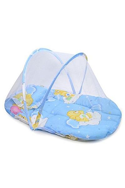 Yelajoy Cotton Baby Bedding Set with Mosquito Net for New Born Baby, New Born Baby Boys and Girls (Blue)