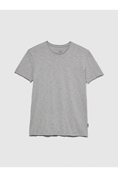 Sisley Ανδρικό μπλουζάκι 100% Koton εφαρμοστό Slub Μαύρο T-Shirt - 323A3YR7S101K