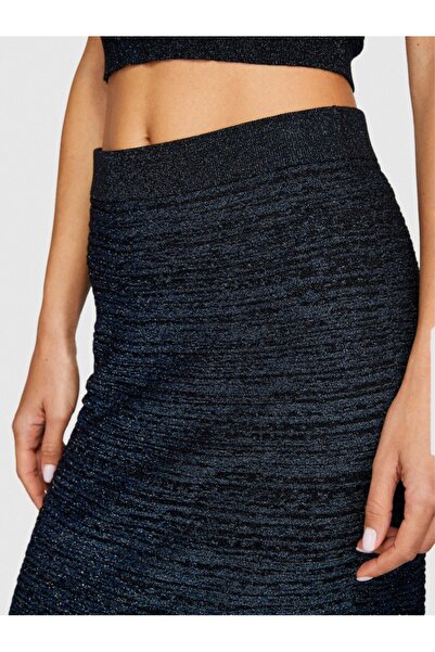 Sisley Fustă midi tricotată, croială mulată, din lurex, fustă colorată pentru femei - 323a11pum0007