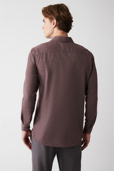 Avva Erkek Bordo Klasik Yaka Kolay Ütülenebilir Pamuklu Gömlek A32Y2154