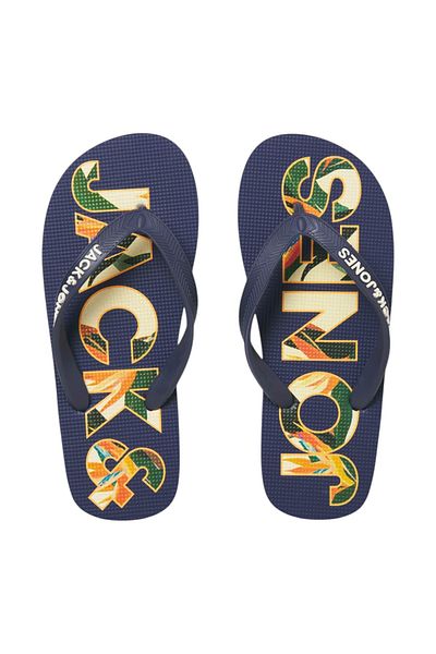 Jack & Jones Slapi JACK &JONES Logo Palm Print JNR - 12236507-Medieval Blue