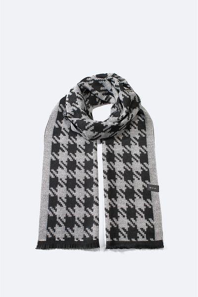 Avva Men's Black Tasseled Patterned Shawl A32Y9411