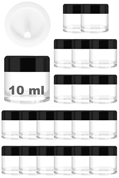 Afracam 10 ml Cam Kavanoz Şeffaf 10 cc Mini Krem Kavanozu Siyah Kapaklı Lip B...