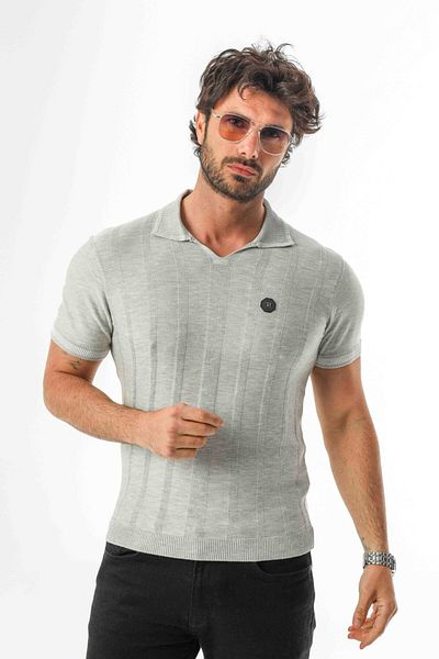 Tony Montana Πλεκτό μπλουζάκι με μοτίβο Polo Collar-TY-1303