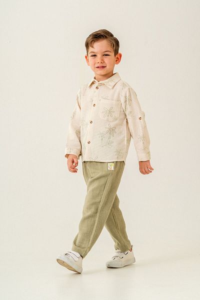 Harika KIDS Boy's Linen Shirt Muslin Pants Suit 2-5 Years
