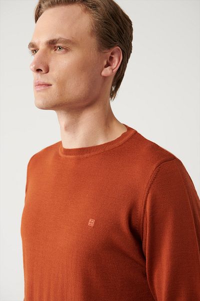 Avva Men's Tile Crew Neck Wool Knitwear Sweater B 005013