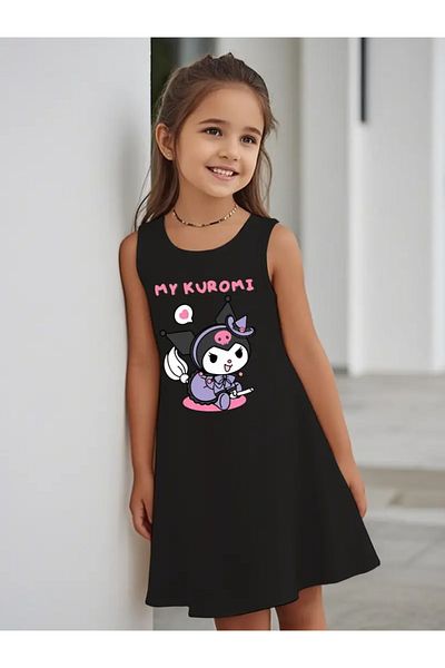 npLStore Girl's Sleeveless Kuromi Printed Short Dress