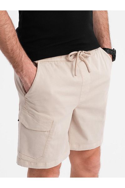 OMBRE Locker geschnittene Shorts für Herren mit Cargotaschen - creme V1 OM-SRCG-0194 L