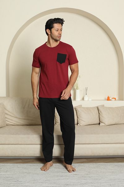 LİLA İÇ GİYİM Men's Cotton Pocket Pajama Set