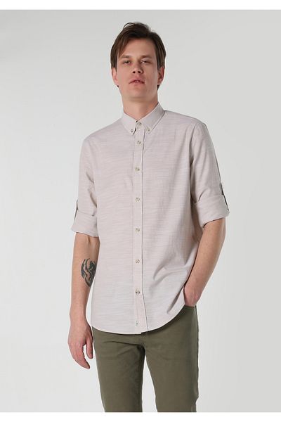 Colin's Ανδρικό μακρυμάνικο πουκάμισο Beige Regular Fit - Cl 1058567