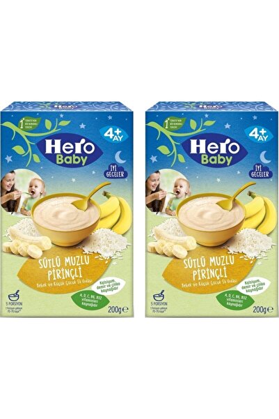 Hero Baby Gece Sütlü Muzlu Pirinçli Kaşık Maması 4+ Ay 200gr X 2 Adet