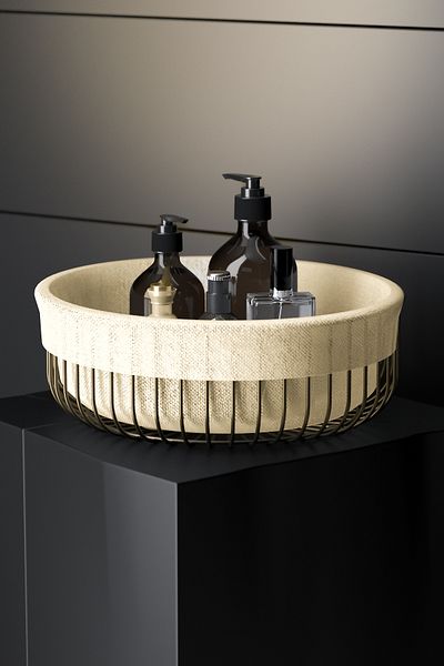 Tekno-tel Teknotel Metal Organizer Cloth Basket Kitchen Bathroom Organizer Matte Black Eg528