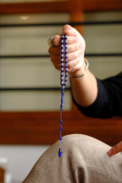 dergah tesbih Silver Çakım System Design Blue Fire Amber Rosary
