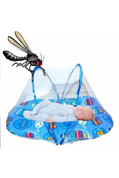 Yelajoy Cotton Baby Bedding Set with Mosquito Net for New Born Baby, New Born Baby Boys and Girls (Blue)