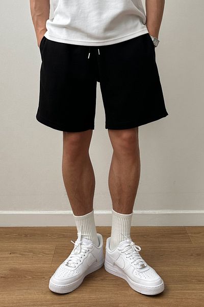 Tarz Cool Ανδρικό μαύρο σορτς Comfort Fit & Bermuda