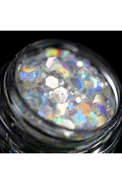Kajol Beauty Glitter (translucent white with multi-colored iridescence) for makeup PK140 KAJOL Beauty, 1g