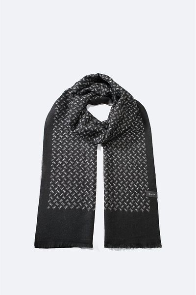 Avva Men's Black Tasseled Patterned Shawl A32Y9400