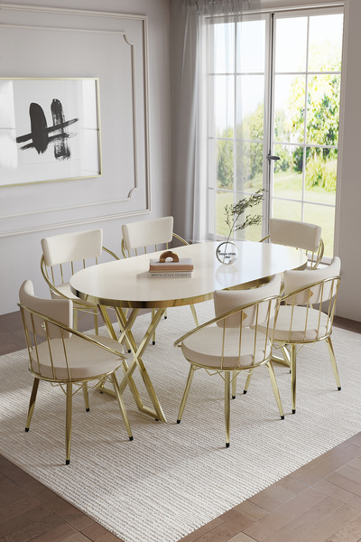 BY ORHAN GÜZEL SELENİT Mutfak Yemek Masası Takımı- 6 KİŞİLİK Mutfak Masa Sand...