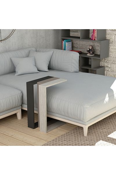 Mourah Home Mourah Home Muju Modern C Shape Table Grey Mocha Grey Ancient White Multipurpose