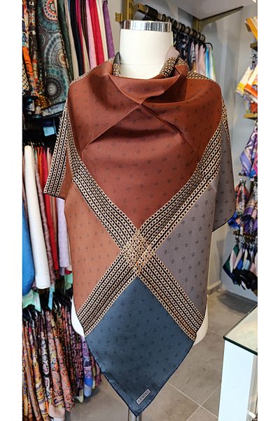 Armine Armine Twill Silk Scarf with Chain