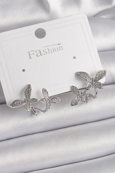 Skygo Brass Silver Color Zircon Stone Butterfly Model Women's Earrings - Tj-Bkp9839