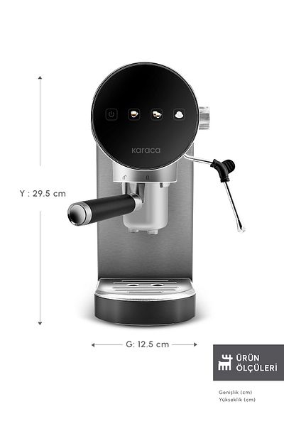 Karaca ماكينة صنع القهوة Art 1361 Inox Digital 20 Bar المطحونة والإسبريسو والكابتشينو والكبسولات