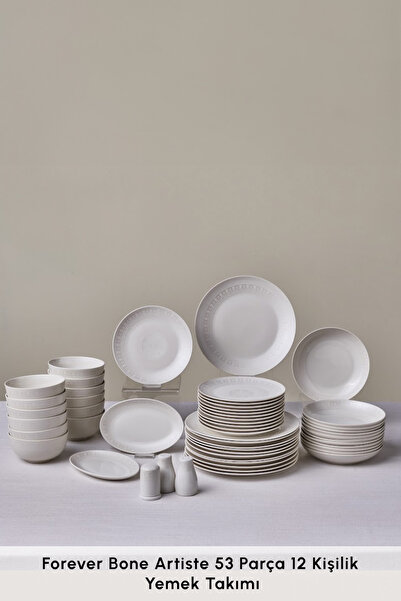Karaca Forever Bone Artiste 53 Parça 12 Kişilik Yemek Takımı