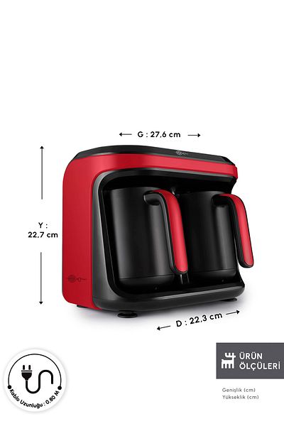 Karaca Imperial Red Souvenir Hyp Duet Aroma Turkish Coffee Machine