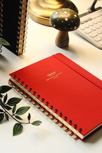 Nova Crafts Canvas Spiral Red Hard Cover Notebook Dotted Notebook