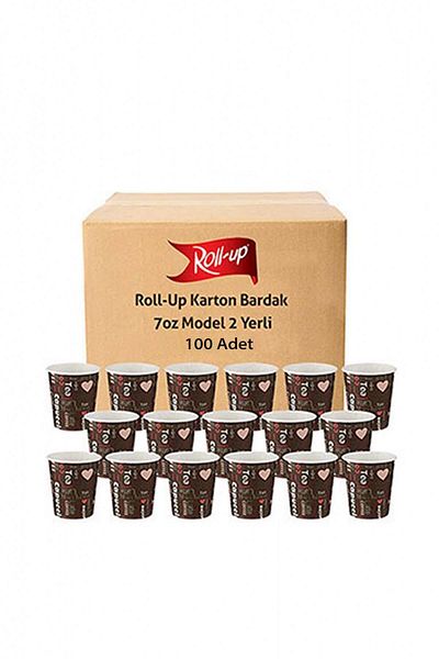 Roll-Up Paper Cup Printed Brown 100 Pieces