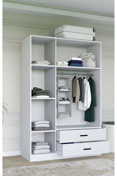 midoser Yaman Mat Beyaz 3 Kapılı 2 Çekmeceli Elbise Dolabı-gardrop